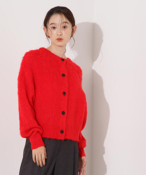 N.（N. Natural Beauty Basic）（エヌエヌナチュラルビューティーベーシック）の「クルーネックフェザーカーディガン（カーディガン/ボレロ・レディース・レッド/イエロー/ネイビー/オフホワイト・MEDIUM）」の5枚目の写真