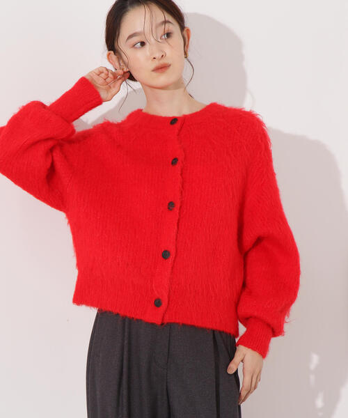 N.（N. Natural Beauty Basic）（エヌエヌナチュラルビューティーベーシック）の「クルーネックフェザーカーディガン（カーディガン/ボレロ・レディース・レッド/イエロー/ネイビー/オフホワイト・MEDIUM）」の4枚目の写真