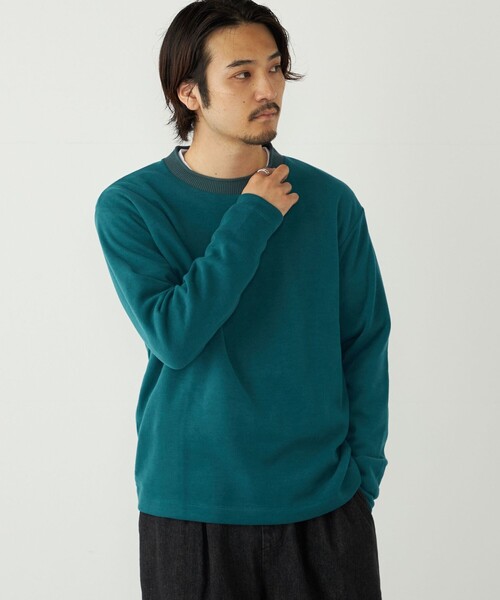 SHIPS Colors(シップス カラーズ)の「SHIPS Colors:〈手洗い可能〉ニットライク ロングスリーブ Tシャツ (ロンT)(Tシャツ/カットソー・メンズ・ブラック/グレー/グリーン・MEDIUM/LARGE/X-LARGE)」の3枚目の写真
