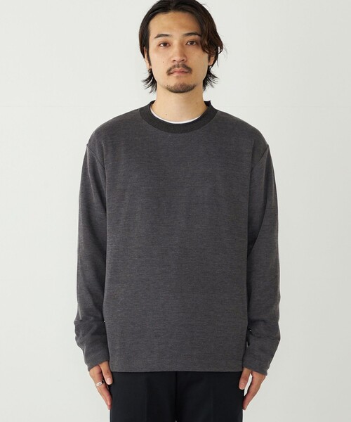 SHIPS Colors(シップス カラーズ)の「SHIPS Colors:〈手洗い可能〉ニットライク ロングスリーブ Tシャツ (ロンT)(Tシャツ/カットソー・メンズ・ブラック/グレー/グリーン・MEDIUM/LARGE/X-LARGE)」の7枚目の写真
