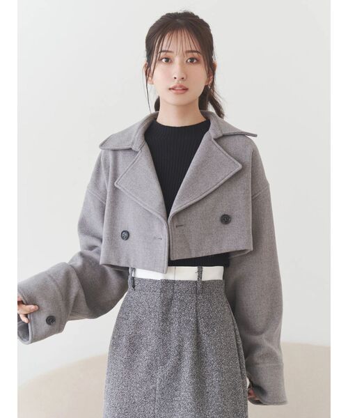 MERCURYDUO（マーキュリーデュオ）の「クロップドジャケット（その他アウター・レディース・ライトグレー/ブラウン・FREE）」の8枚目の写真
