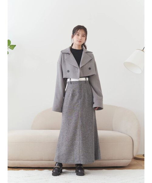 MERCURYDUO（マーキュリーデュオ）の「クロップドジャケット（その他アウター・レディース・ライトグレー/ブラウン・FREE）」の9枚目の写真