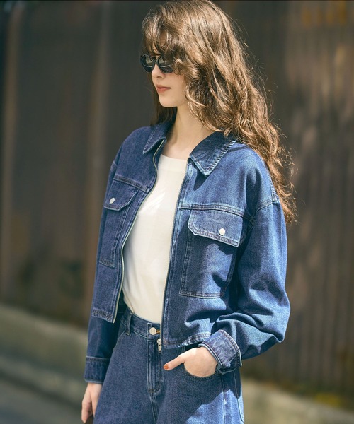 coca（coca）（コカ）の「【WEB限定セール】デニムジップジャケット（デニムジャケット・レディース・グレー/ブルー・M/L）」の6枚目の写真