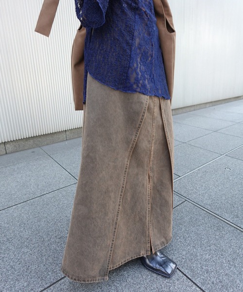 Ameri（アメリ）の「SYNTHETIC LEATHER WASH WIND SKIRT（スカート・レディース・ブラウン/ブラック・24inch/25inch/26inch）」の9枚目の写真