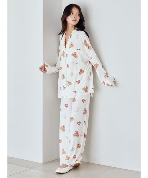 gelato pique ジェラートピケ 花柄 セットアップ フェイバリット総柄シャツ（ルームウェア/パジャマ）｜gelato pique