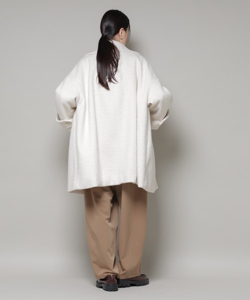 NANO universe（ナノユニバース）の「ブークレスタンドカラーミドルコート（ステンカラーコート・レディース・ブラック/アイボリー/ライトグレー・FREE）」の14枚目の写真