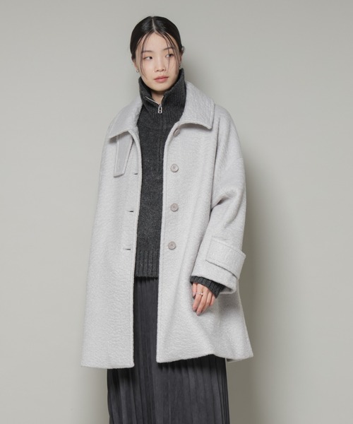 NANO universe（ナノユニバース）の「ブークレスタンドカラーミドルコート（ステンカラーコート・レディース・ブラック/アイボリー/ライトグレー・FREE）」の18枚目の写真