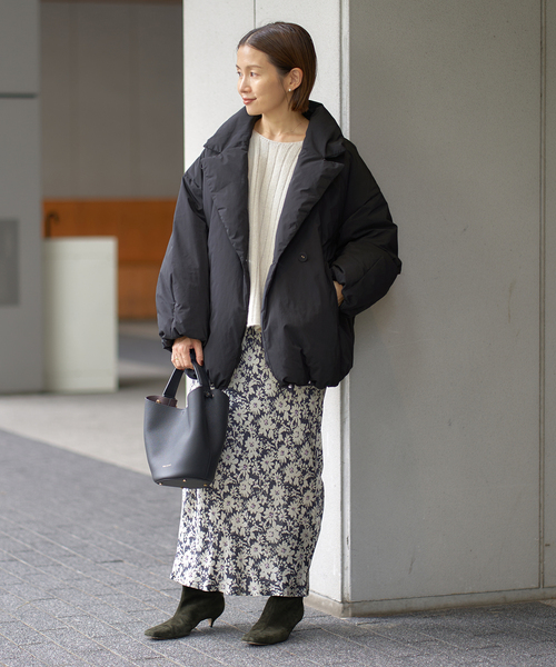 IENA 撥水テイラーコクーンダウン　ブラック34 イエナ IENA 《予約》ARTIROSA 撥水テイラーコクーンダウン （ブラック