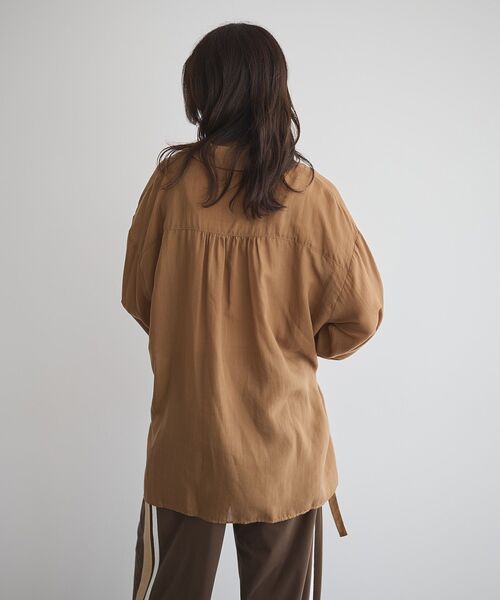 GARAGE OF GOOD CLOTHING（ガレージオブグッドクロージング）の「ウエストドロストリボンシャツ（シャツ/ブラウス・レディース・モカ/オフホワイト・FREE）」の10枚目の写真