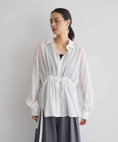 GARAGE OF GOOD CLOTHING（ガレージオブグッドクロージング）の「ウエストドロストリボンシャツ（シャツ/ブラウス・レディース・モカ/オフホワイト・FREE）」の16枚目の写真