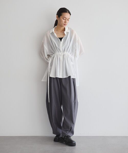 GARAGE OF GOOD CLOTHING（ガレージオブグッドクロージング）の「ウエストドロストリボンシャツ（シャツ/ブラウス・レディース・モカ/オフホワイト・FREE）」の22枚目の写真