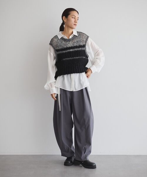 GARAGE OF GOOD CLOTHING（ガレージオブグッドクロージング）の「ウエストドロストリボンシャツ（シャツ/ブラウス・レディース・モカ/オフホワイト・FREE）」の3枚目の写真