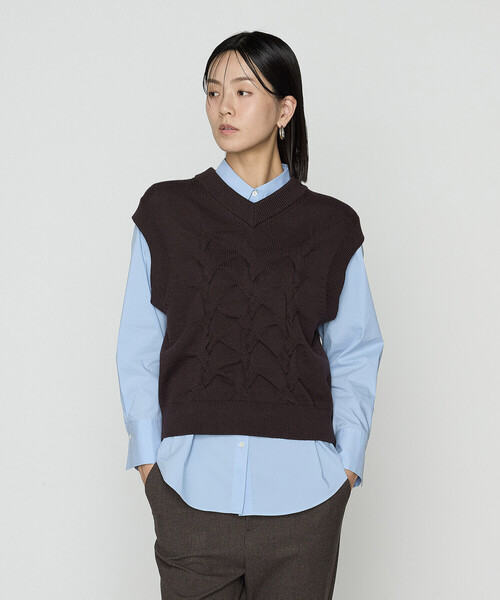 コムサ（COMME CA）/コットンポリエステルリリヤーン ニットベスト コットンポリエステルリリヤーン ニットベスト（ベスト）｜COMME CA
