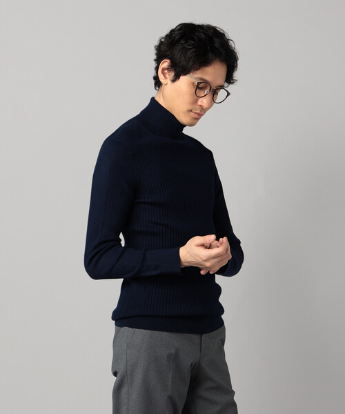 COMME CA MEN（コムサメン）の「「FILIVIVI」リブ タートルネックニット（ニット/セーター・メンズ・ネイビー/ベージュ/ライトグレー/ブラック・L/M）」の4枚目の写真