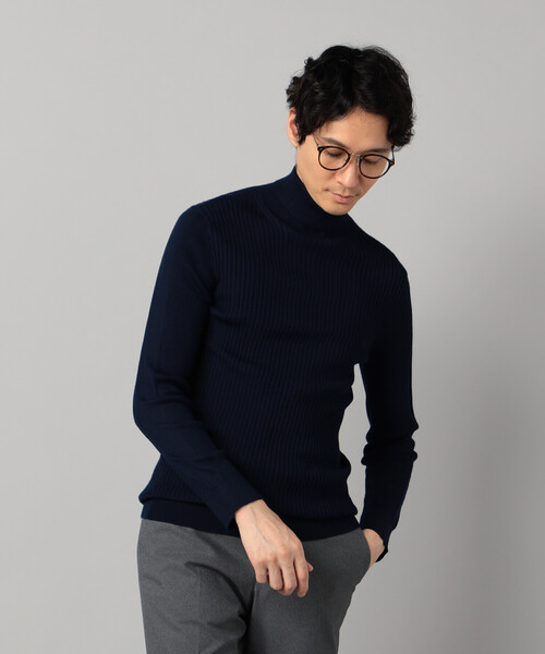 COMME CA MEN（コムサメン）の「「FILIVIVI」リブ タートルネックニット（ニット/セーター・メンズ・ネイビー/ベージュ/ライトグレー/ブラック・L/M）」の5枚目の写真