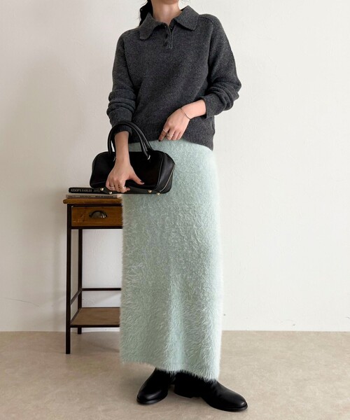 fredy emue（フレディエミュ）の「ポロ衿ニットプルオーバー（ニット/セーター・レディース・サックスブルー/アイボリー/チャコールグレー・38）」の22枚目の写真