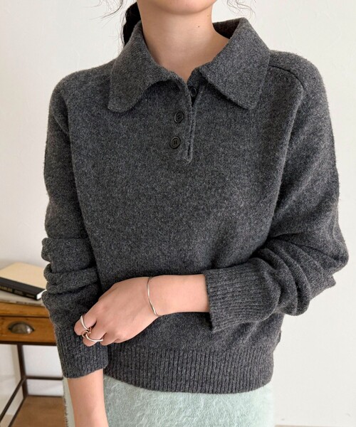 ポロ衿ニットプルオーバー（ニット/セーター）｜fredy emue（フレディ