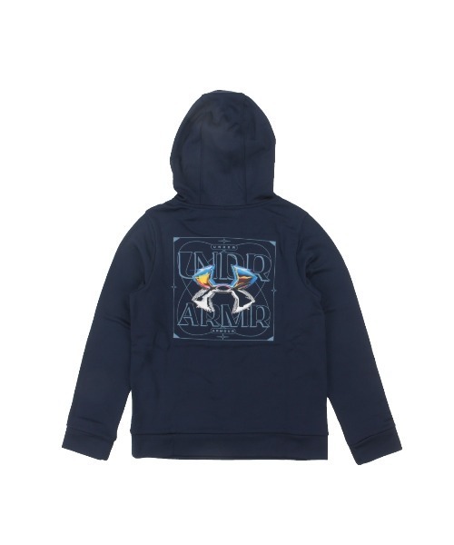UNDER ARMOUR（アンダーアーマー）の「アンダーアーマー  UAアーマーフリース スターライト ロゴ フーディー（パーカー・キッズ・ネイビー/ブラック・120cm/130cm/140cm/150cm/160cm）」の3枚目の写真