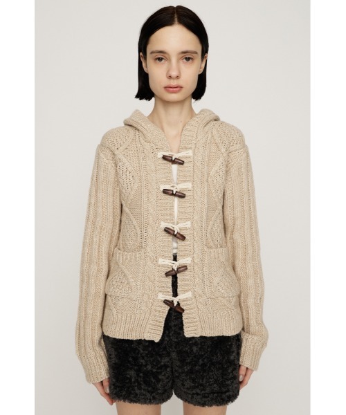 SLY（スライ）の「TOGGLE BUTTON CABLE KNIT C/D トグルボタン ケーブルニット カーデ 秋服 冬服（カーディガン/ボレロ・レディース・ライトブラック/グリーン/ベージュ・FREE）」の10枚目の写真