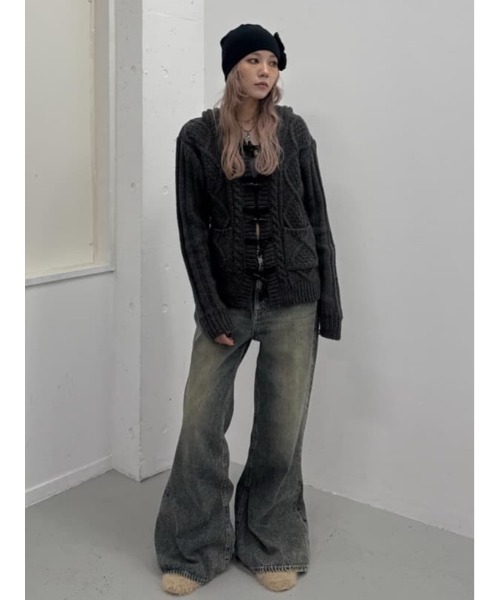 セール】TOGGLE BUTTON CABLE KNIT C/D トグルボタン ケーブルニット