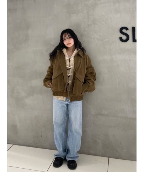 SLY（スライ）の「TOGGLE BUTTON CABLE KNIT C/D トグルボタン ケーブルニット カーデ 秋服 冬服（カーディガン/ボレロ・レディース・ライトブラック/グリーン/ベージュ・FREE）」の17枚目の写真