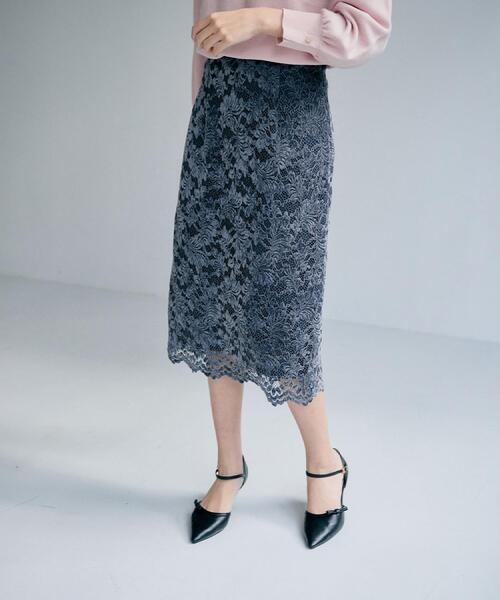 index（インデックス）の「モールレースタイトスカート【洗濯機OK】（スカート・レディース・チャコールグレー/イエロー系その他/ダークパープル・34/36/38/40/42/44）」の15枚目の写真