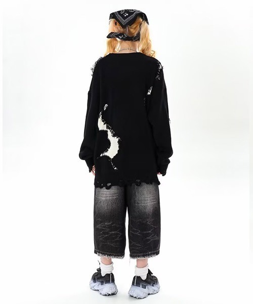 Ressaca(レサーカ)の「オーバーサイズダメージ加工ロゴニット(ニット/セーター・レディース・ホワイト/ピンク・L/XL/M)」の7枚目の写真