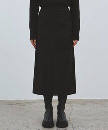 SLIT H LONG SKIRT_BLACK