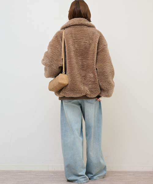 JOURNAL STANDARD relume（ジャーナルスタンダード　レリューム）の「ファーショートブルゾン（その他アウター・レディース・ブラウン系その他/チャコールグレー・FREE）」の6枚目の写真