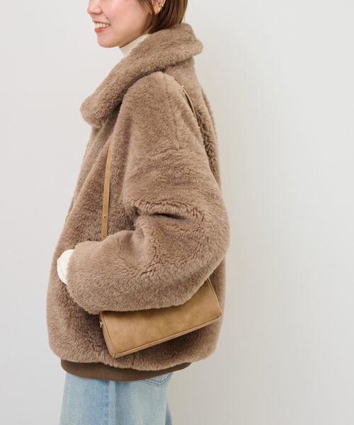 JOURNAL STANDARD relume（ジャーナルスタンダード　レリューム）の「ファーショートブルゾン（その他アウター・レディース・ブラウン系その他/チャコールグレー・FREE）」の9枚目の写真