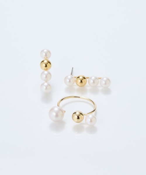 Phoebe（フィービィー）の「【金属アレルギー対応】ミックスドットリング/ニッケルフリー/パール（リング・レディース・イエローゴールド/シルバー・FREE）」の7枚目の写真