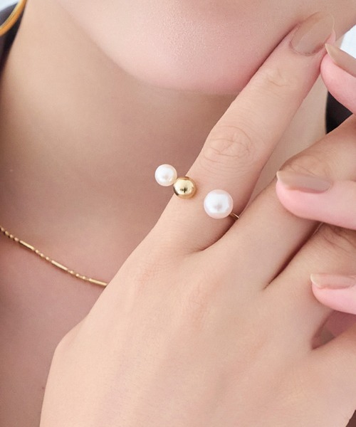 Phoebe（フィービィー）の「【金属アレルギー対応】ミックスドットリング/ニッケルフリー/パール（リング・レディース・イエローゴールド/シルバー・FREE）」の14枚目の写真