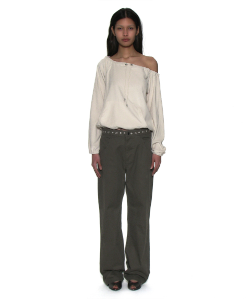 PARTIMENTO WOMEN(パルティメントウィメン)の「テリードローストリングオフショルダートップ_アイボリー(Tシャツ/カットソー・レディース・その他・MEDIUM/SMALL)」の2枚目の写真
