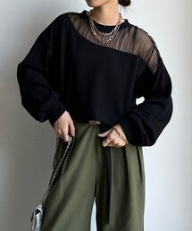 DouDou | 【WEB限定】シアー切替カットソー(Tシャツ/カットソー)