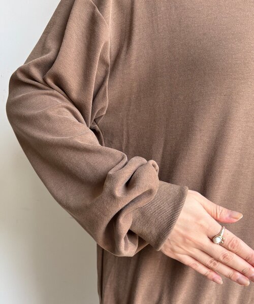 DouDou（ドゥドゥ）の「【WEB限定】シアー切替カットソー（Tシャツ/カットソー・レディース・ブラック/ブラウン/オフホワイト/グレー・FREE）」の5枚目の写真