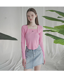 AVANDRESS（アバンドレス ）の「Square neck Line crop long sleeve - 6COL（Tシャツ/カットソー）」