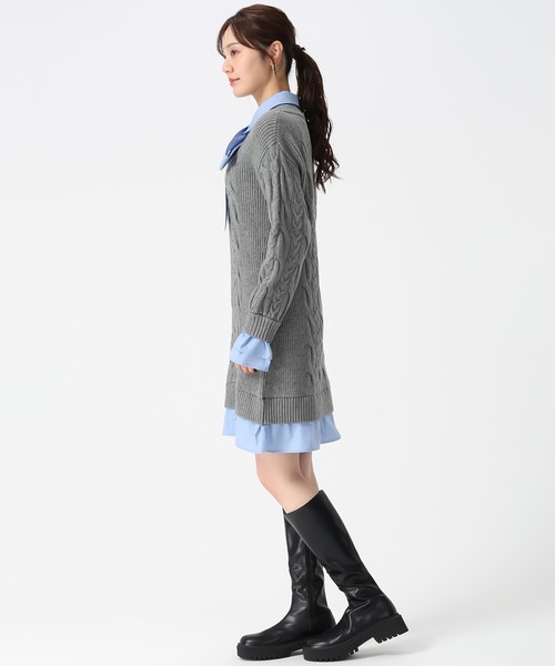 31 Sons de mode（トランテアン　ソン　ドゥ　モード）の「2025秋冬新作 シャツレイヤードケーブルワンピース（ワンピース・レディース・グレー/オフホワイト/キャメル・ﾌﾘ-）」の19枚目の写真