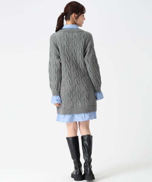 31 Sons de mode（トランテアン　ソン　ドゥ　モード）の「2025秋冬新作 シャツレイヤードケーブルワンピース（ワンピース・レディース・グレー/オフホワイト/キャメル・ﾌﾘ-）」の18枚目の写真