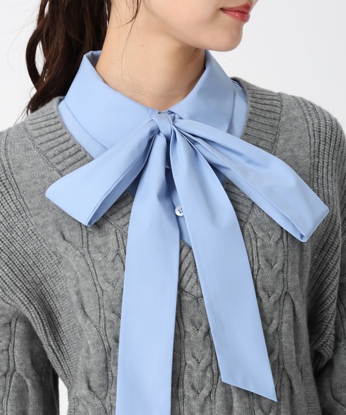 31 Sons de mode（トランテアン　ソン　ドゥ　モード）の「2025秋冬新作 シャツレイヤードケーブルワンピース（ワンピース・レディース・グレー/オフホワイト/キャメル・ﾌﾘ-）」の17枚目の写真