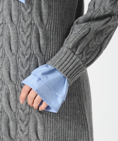 31 Sons de mode（トランテアン　ソン　ドゥ　モード）の「2025秋冬新作 シャツレイヤードケーブルワンピース（ワンピース・レディース・グレー/オフホワイト/キャメル・ﾌﾘ-）」の16枚目の写真