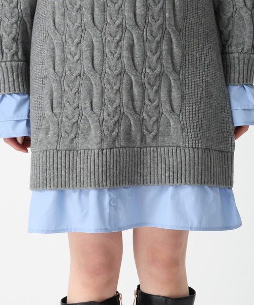 31 Sons de mode（トランテアン　ソン　ドゥ　モード）の「2025秋冬新作 シャツレイヤードケーブルワンピース（ワンピース・レディース・グレー/オフホワイト/キャメル・ﾌﾘ-）」の15枚目の写真