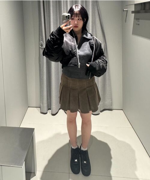 MUSINSA STANDARD WOMAN（ムシンサスタンダードウーマン）の「ウィメンズラムウールリブニットハーフジップ[ミディアムグレー]（ニット/セーター・レディース・その他・SMALL/X-SMALL/LARGE/MEDIUM）」の8枚目の写真