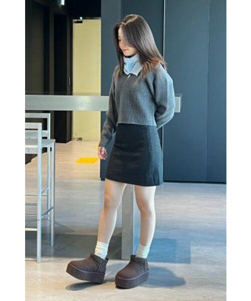 MUSINSA STANDARD WOMAN（ムシンサスタンダードウーマン）の「ウィメンズラムウールリブニットハーフジップ[ミディアムグレー]（ニット/セーター・レディース・その他・SMALL/X-SMALL/LARGE/MEDIUM）」の10枚目の写真