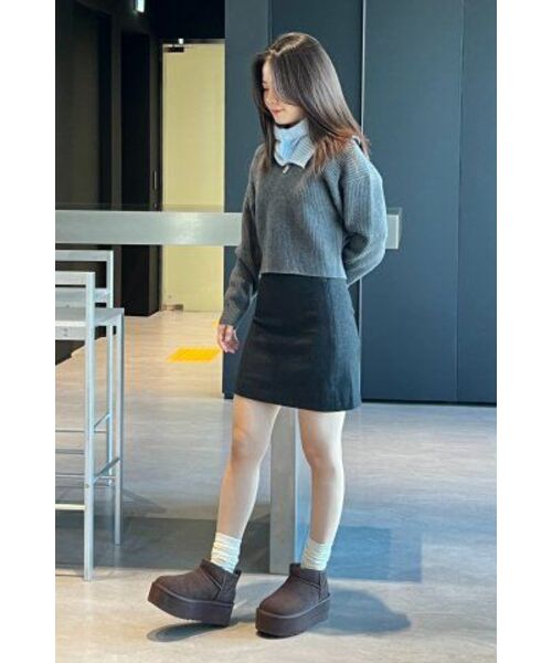 MUSINSA STANDARD WOMAN（ムシンサスタンダードウーマン）の「ウィメンズラムウールリブニットハーフジップ[ミディアムグレー]（ニット/セーター・レディース・その他・SMALL/X-SMALL/LARGE/MEDIUM）」の11枚目の写真