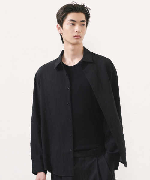 Riraxs drawn linen-like shirt [чёрный]