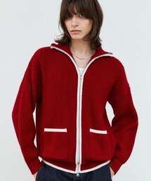 TRIP LE SENS（トリップ ル センス）の「ツーウェイコンビネーションウールジップアップニット_レッド（カーディガン/ボレロ）」