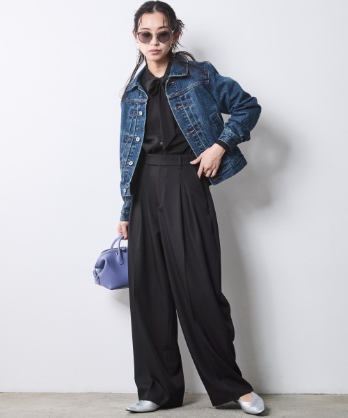 CHIC STYLE（シックスタイル）の「タイ付ブラウス＜大きいサイズ有＞シックスタイル（シャツ/ブラウス・レディース・オフホワイト/ブラック・M/L/LL/3L/4L/5L）」の10枚目の写真