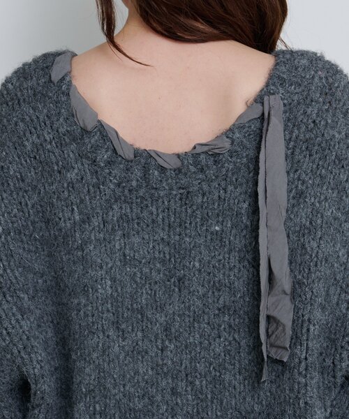 Kastane（カスタネ）の「リボンテープローゲージニット（ニット/セーター・レディース・グレー/アイボリー/ピンク・MEDIUM）」の5枚目の写真