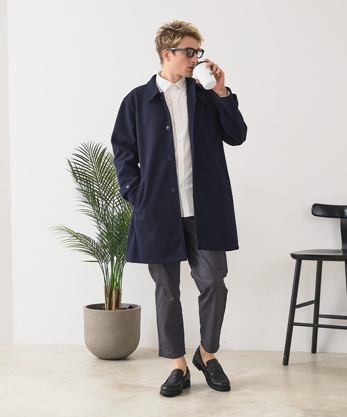 Blue Standard (ブルースタンダード)の「【BLUE STANDARD/ブルースタンダード】圧縮ニット ウールライク バルマカーンコート 軽量 ソフトタッチ(チェスターコート・メンズ・ネイビー/ブラック/チャコールグレー・LARGE/MEDIUM/X-LARGE)」の9枚目の写真
