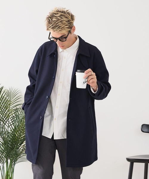 Blue Standard (ブルースタンダード)の「【BLUE STANDARD/ブルースタンダード】圧縮ニット ウールライク バルマカーンコート 軽量 ソフトタッチ(チェスターコート・メンズ・ネイビー/ブラック/チャコールグレー・LARGE/MEDIUM/X-LARGE)」の12枚目の写真